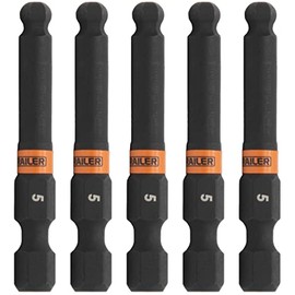 Ball-End Hex 5mm Impact Driver Bit - Railer Allen Wrench Drill Hex Bits. 1/4 Quick Release S2 Steel 2 inch 5mm Ball-End Hex Bits. (5 Pack)