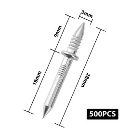 Pack of 500 Seamless Nail with Double Headed Set, Seamless Nail with Double-Headed Base Thread, Double Head Socket Thread Nail with 5 Nail-Specific Sleeve Tool