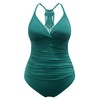 Hilor Women's Shirred Halter One Piece Swimsuits Macrame Back Swimwear