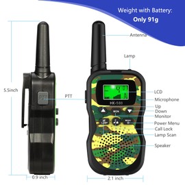 Rechargeable Walkie Talkie for Kids and Adullts, VBANU 2-Way Radio Walkie Talkie with Flashlight, USB Charging Battery, 4-14 Years Boys and Girs Toy for Camping, Hiking, 3 Pack