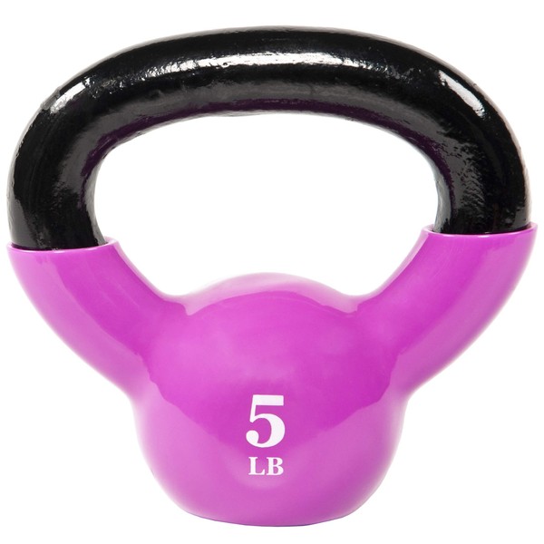 BalanceFrom Everyday Essentials All-Purpose Color Vinyl Coated Kettlebell, 5 Pounds