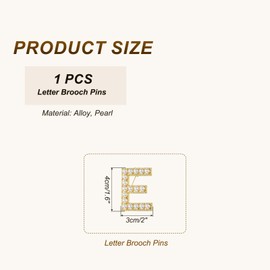 PATIKIL Pearl Letter Brooch Pins, Gold Plated Pearl Initial Alphabet E Letter Lapel Badges Pin with Jewelry Box for Women Men Girl Wife Suits Clothes Dress Bouquet Coat, Gold Tone
