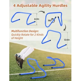 GHB Agility Ladder,Football Training Equipment Set,4 Agility Hurdles, 20 feet12 Rungs Speed Ladder,12 Disc Cones,Resistance Parachute, Jump Rope, 4 Resistance Bands (Orange)