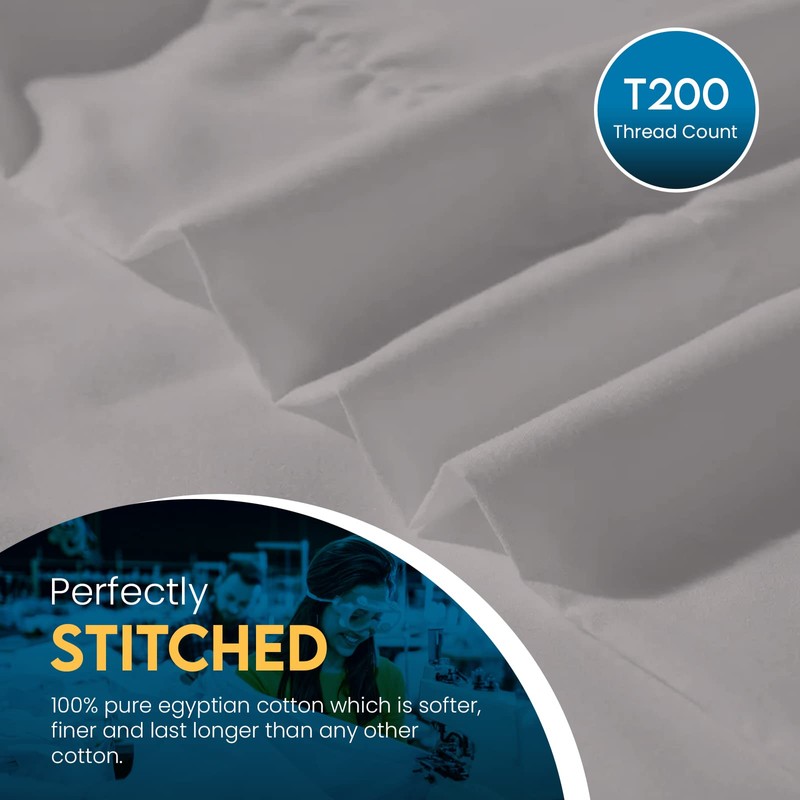 Sunshine Comforts Egyptian Cotton Flat Sheets Breathable, Anti Wrinkle, Shrink