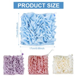 4 Pcs Bath Loofah Sponge Set, Large Mesh Shower Pouf Balls for Gentle Exfoliation & Rich Lather, Soft Body Scrubber for Smooth Skin, Ideal for Men & Women