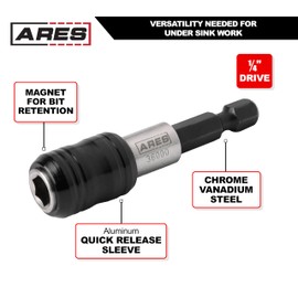 ARES 36000 - One Touch Bit Holder - One Touch Mechanism Makes Bit Change a Breeze - Works With All 1/4-Inch Drive Bits