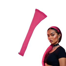 Breathable Hair Weave Sleeve for Locs with Drawstring - Extra Long Stretchy Wig Cap for Black Women, Faux Locs (Pink)