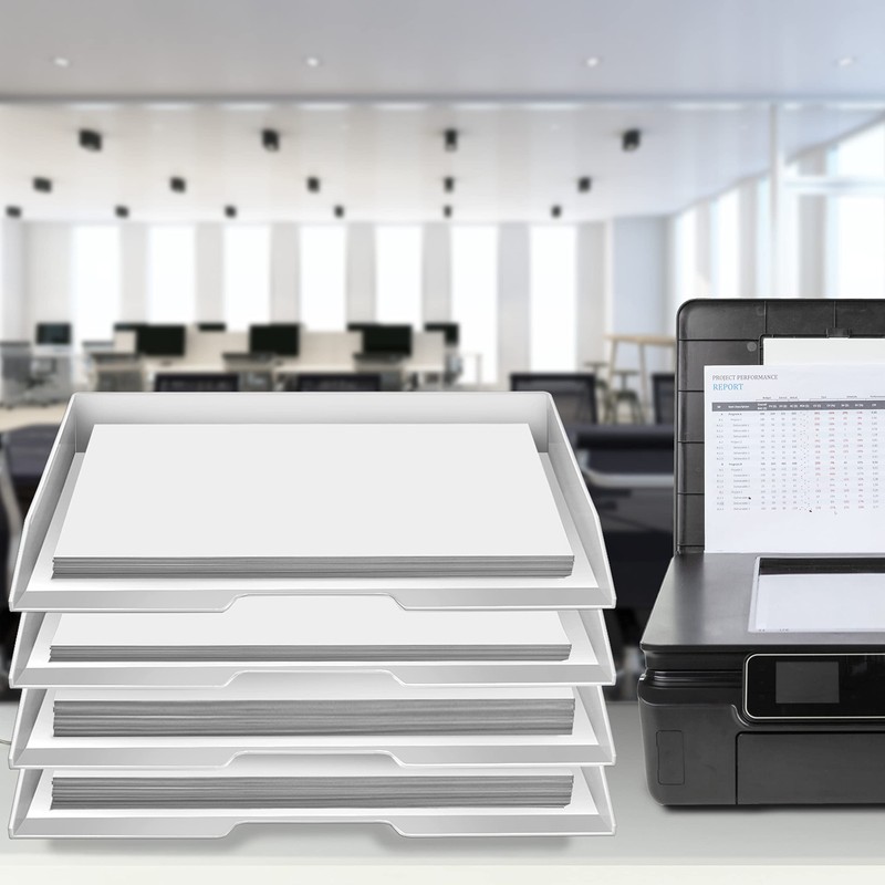 Acrimet Stackable Letter Tray 4 Tier Side Load Plastic Desktop