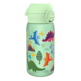 Ion8 Kids Water Bottles, BPA Free, Leakproof, Dishwasher Safe, Easy Open, Secure Lock, Small Boys & Girls Water Bottle,Kids Drinks Bottle for Spill-free Drinking, Green, Dinosaurs, 350ml/12oz