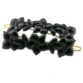 2 Pieces Drat 3 Flowers Barrette 41x12 in Black – Made in Germany – Welovebeads