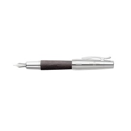 Faber E-Motion F Fountain Pen Black Wood and Chrome