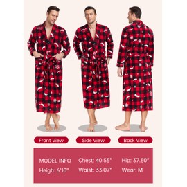 EA'S SECRET Matching Christmas Pajamas for Couples Fleece Warm Long Robes for Women Full Length Bathrobe Lightweight Spa Robe(RP,M)