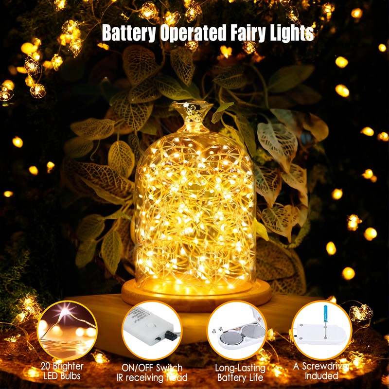 6 Pack Fairy Lights Battery Operated with Timer 2PCS Remote