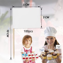 ALINK 10 cm white flags for labelling, 100 flag picks, toothpick paper flags for all types of events or for