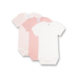 Sanetta Baby Girl Beige Bodysuit Set, White Pebble