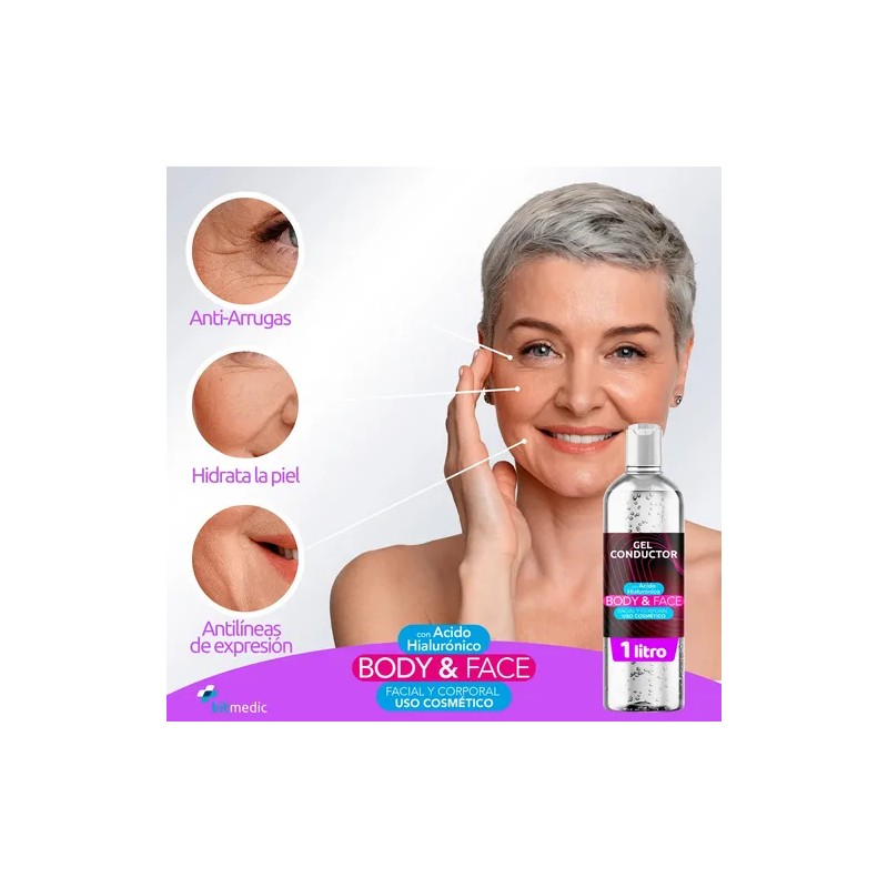 Gel Conductor Acido Hialurónico Antiedad Corporal Facial 1lt Conductor
