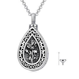 November Birth Flower Urn Necklace for Ashes S925 Sterling Silver Cremation Jewelry for Ashes with w/Funnel Filler Keepsake Memorial Jewelry for Women Girls