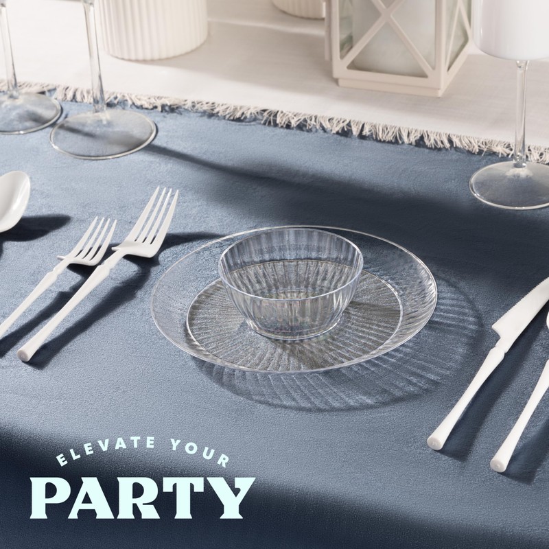 PLASTICPRO 30 Pack Crystal Like Clear Disposable Plastic Plates Dinner