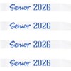 4Pcs White Senior Sash 2026 Satin with Blue Glitter Letters