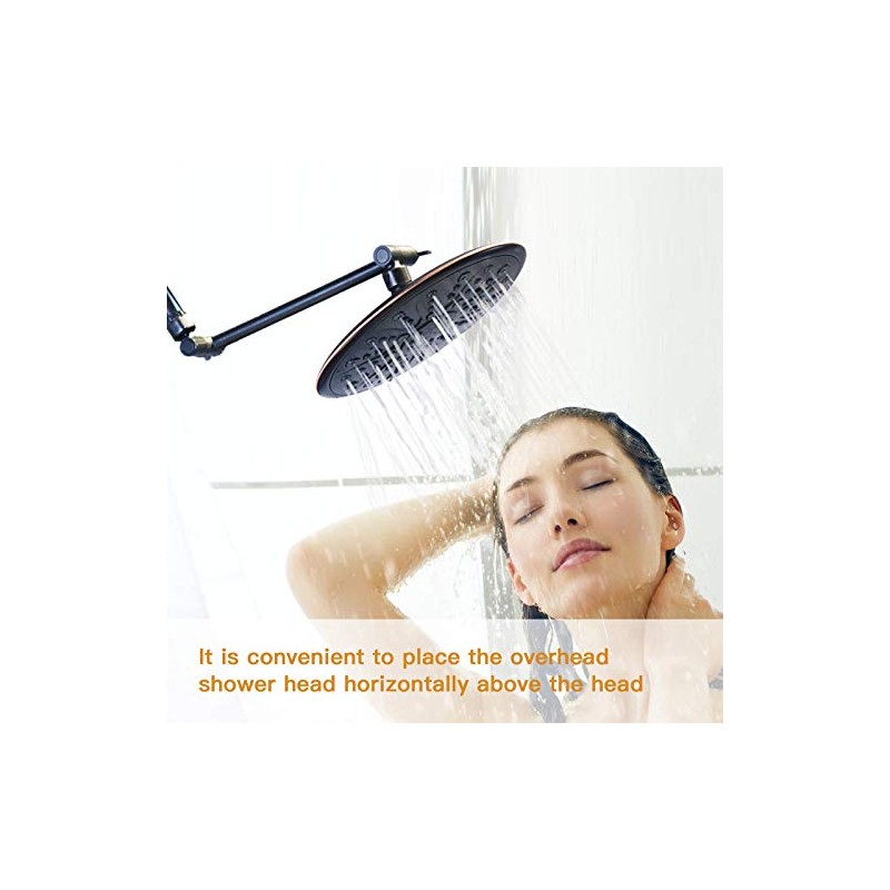 8 Inch Shower Head Extension Arm Matte Black.Solid Brass Adjustable