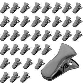 32 Pcak Mini Metal Alligator Clips for Crafts Non-Slip Silicone-Coated Clothes Pins DIY Badge Clips Small Spring Clamps (Black)