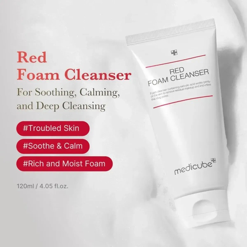 Limpiador De Espuma Roja Medicube, Limpia En Profundidad