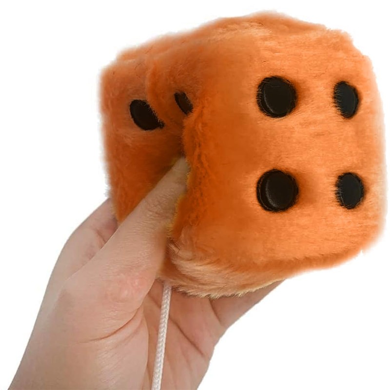 Moioee Pair of Retro Square, 3 inch Fuzzy Plush Dice