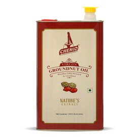 Chekko Cold Pressed Virgin 5L Groundnut / Peanut Oil | 100% Natural, Pure, Non GMO & Wood Pressed 169 FL.Oz for Cooking