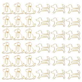 Luggspa 80 Pcs Gold Dog Creative Metal Paper Clips - Fun Office Supplies for Dog Lovers (Gold Dog)