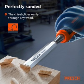 Presch Wood Chisel 18mm - Perfectly Polished for immediate use - for Professionals with 25° Angle - Robust Metal Impact Cap for Long-Lasting use - Ergonomic Handle for a Secure Hold