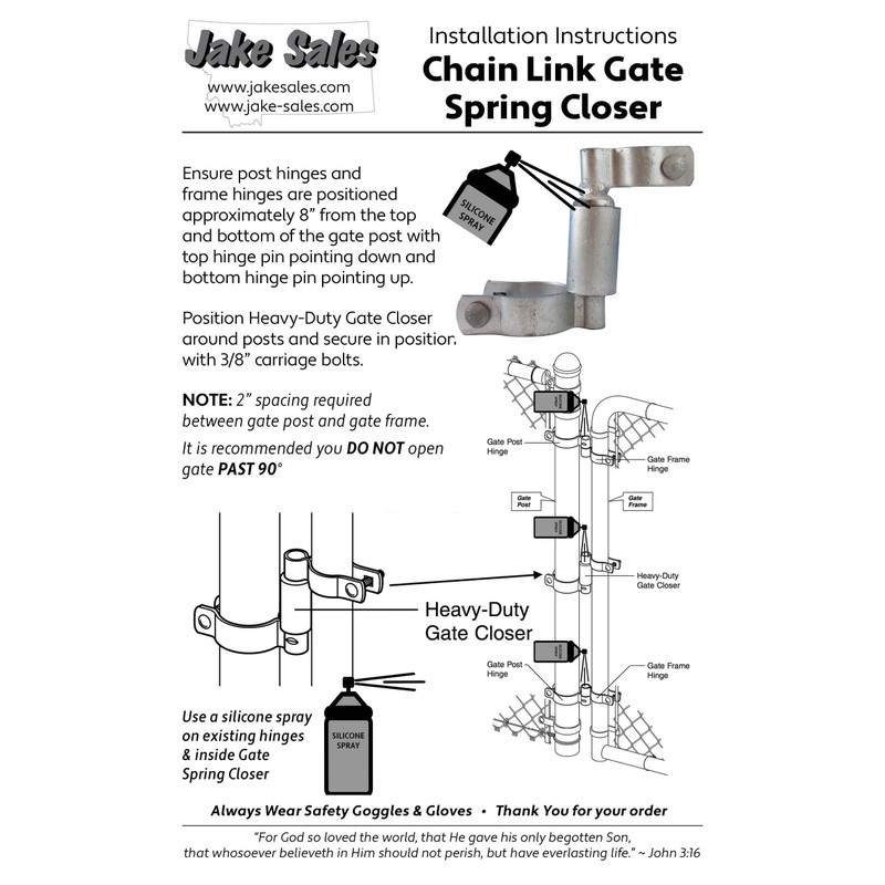 Chain Link Gate Spring Closer for 1-7/8" OD Gate Post