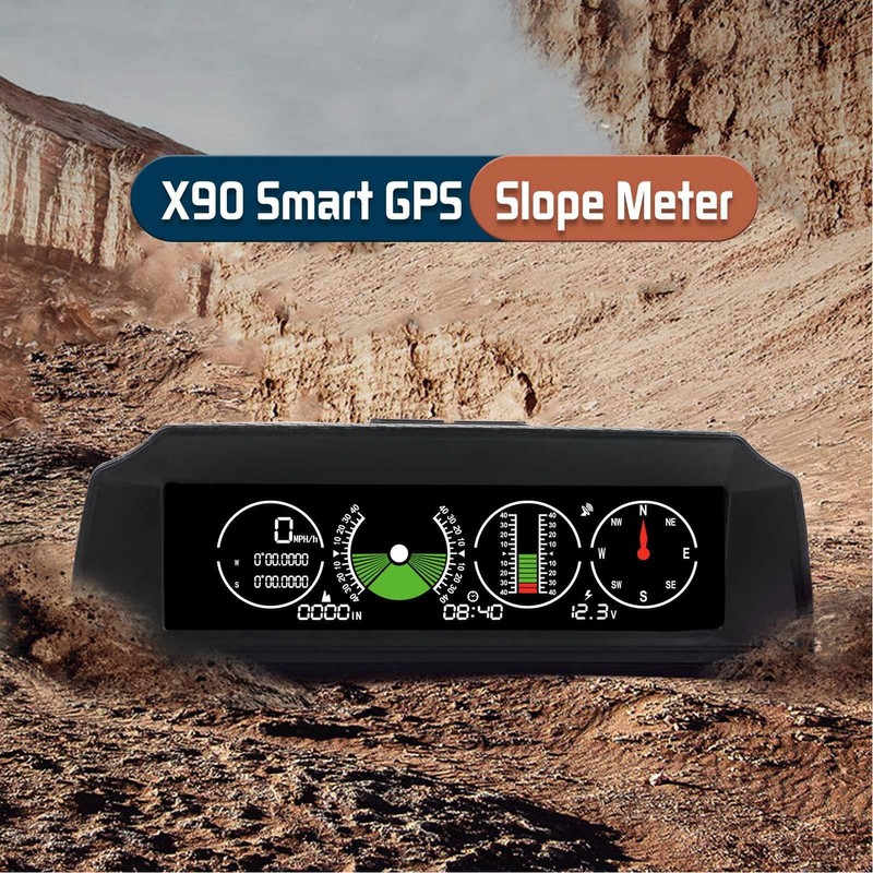 GPS Slope Meter PMH KMH Inclinometer HUD Pitch Tilt Angle