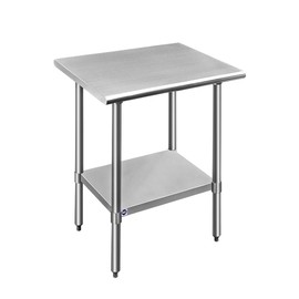 ROCKPOINT Stainless Steel Table for Prep & Work 24x30 Inches, NSF Metal Commercial Kitchen Heavy Duty Table with Adjustable Under Shelf and Table Foot for Restaurant, Home and Hotel