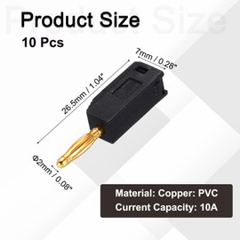 sourcing map 10 Pcs 2mm Banana Plugs, 10A 7mm OD 26.5mm Length Speaker Wire Cable Plugs Connectors, Banana Jack Connector for Speaker Wire Audio Cable, Black