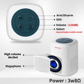 S SELDORAUK Dog Barking Alarm Motion Sensor- 1000 Feet Wireless Home Security Detector Door Chime Alarm Kit White (1Receiver+2Motion Detectors)