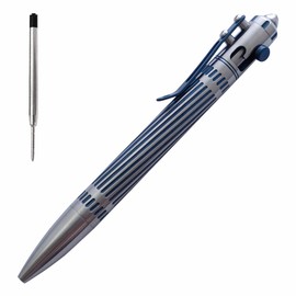 Cool Hand 5.35'' Titanium Alloy Bolt Action Pens, Ballpoint Ink Refillable, Office Business Writing Pens, Deep Pocket Clip,with a Refill, Blue