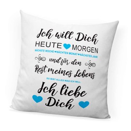 clothinx Ich Will Dich Jeden Tag Ich Liebe Dich Decorative Cushion Printed Perfect as a Valentine's Gift for Couples