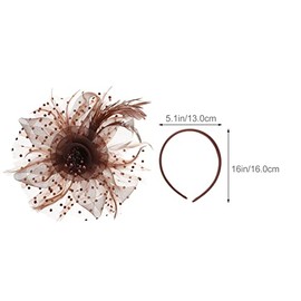 Lurrose Fascinators for Women Brown Fascinator Headband Coffee Fascinator Hairband Net Yarn Hairband, Wedding Hair Accessories Tea Party Hair Piece for Women Girls