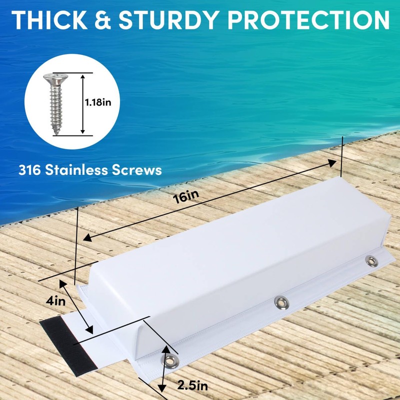 ORLANG 16" Dock Bumpers,PVC Dock Fenders with Stainless Steel Screws,Boat