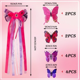 NAMIS School Cone Bow Purple Red with Butterfly Decorative Sugar Bags Bow Girls Gift Bow with Gift Ribbon Bow School Cone Boy First Day of School Decoration