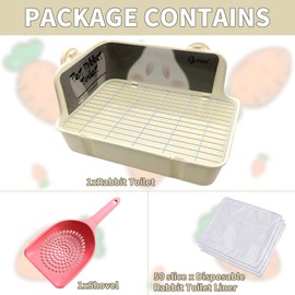 Tfwadmx Rabbit Litter Box Bunny Corner Litter Pan Pet Bedding Litter Box with Grate Small Animal Toilet Potty Trainer for Rabbit Bunny Chinchilla Guinea Pig Ferret (White)