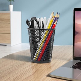 YY YEARCHY Pen Pencil Holder for Desk Mesh Pen Organizer Cup Holders for Home Office Makeup Brush (Black, Medium12 Pack)