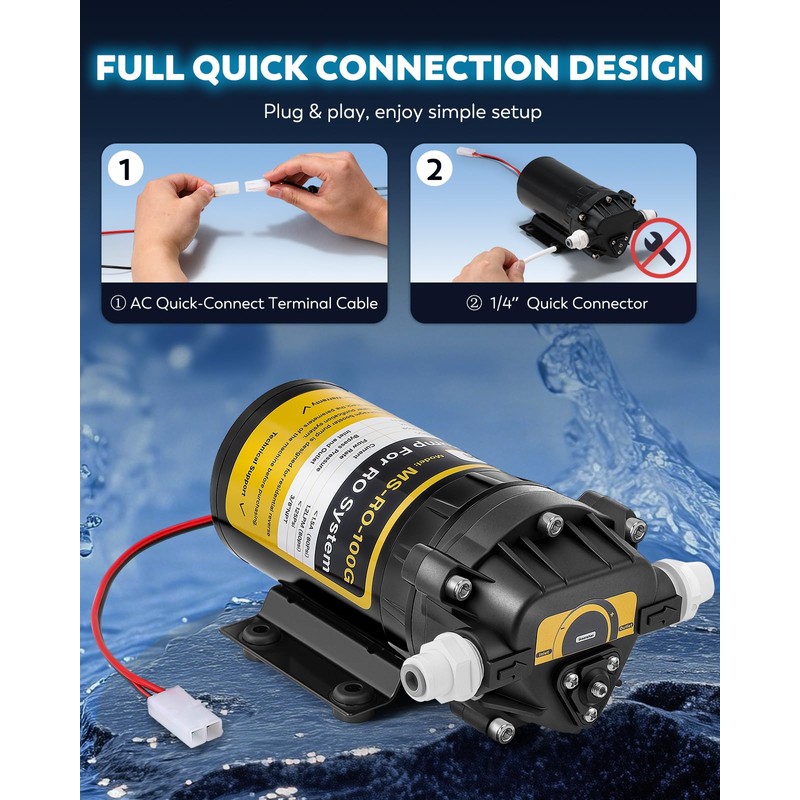 Moonshan 100GPD Booster Pump for RO System with Complete Kit
