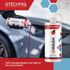 Gtechniq - W1 GWash - Alto contenido de espuma, rompe la unión entre la película de suciedad y la pintura; Lubrica para una mínima abrasión superficial; Máxima retención de brillo; Reducción de micro arañazos (500 mililitros)