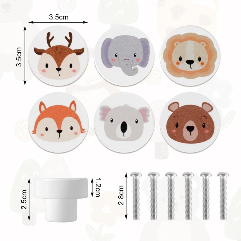 Aolso Wooden Cabinet Knobs, 6PCS Round Furniture Pull Handle, Drawer