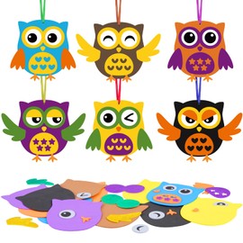 LAMEK 12 Owl Craft Sets for Children Autumn, Creative Sets for Craft,s Creative Crafts with Foam, Rubber Sticker Accessories, Craft Case Autumn Decoration for Autumn Time