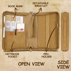 Bible Case, Bible Cover Case for Women with Detachable Shoulder Strap & Wristlet Strap, Christian Gifts for Woman, PU Leather Bible Cover, Church Bag with Bible Study Supplies, Brown,10" x 7" x 1.9”