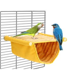 Kellegour Bird Hammock Bunk Bed, Winter Warm Bird Nest Bunk Bed, Hanging Hammock Cuddly Hut, Bird Sitting Boards Rattan Balls Toy, for Budgerigar, Agave, Parrot, Canary
