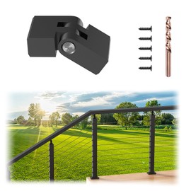 PLANTOP Flat Handrail Vertical Pivot Connectors, 1 Pack 180° Adjustable Hand Rail Fitting with Screws, POM Black Invisible Handrail Accessories for Stair Railing System, MY02-S