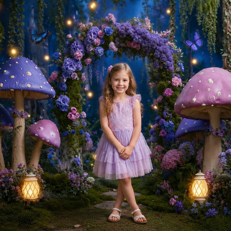 Kate 7x5ft/2.2x1.5m Mushroom Backdrop for Photography Fairy Tale Forest Birthday